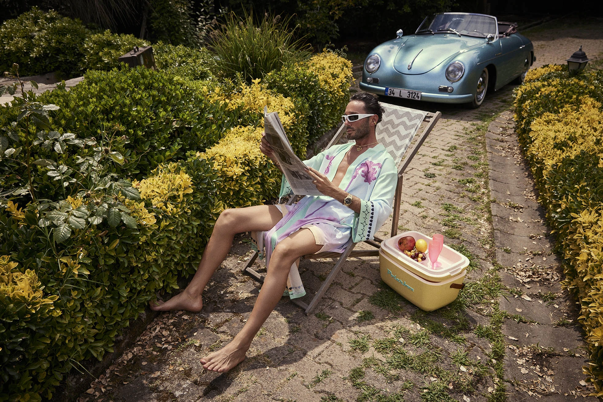 Luxury fashion campaign created for Je Te Veux featuring two models photographed in a vintage convertible car within a natural outdoor environment. The image captures elegance, sophistication, romance, and contemporary fashion styling while reflecting the brand’s premium identity. Through cinematic composition and editorial storytelling, the campaign highlights confidence, individuality, and timeless fashion aesthetics.