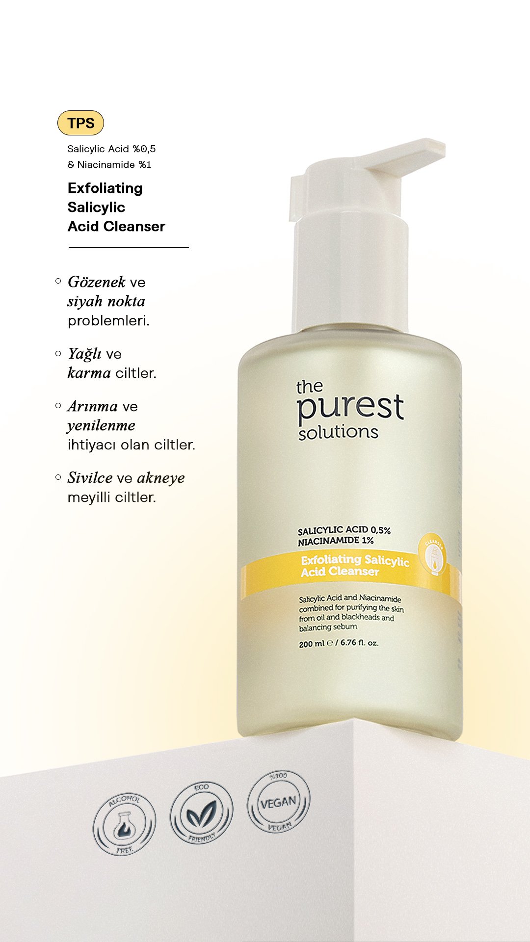 Purest cleansing gel skincare product with pump bottle packaging