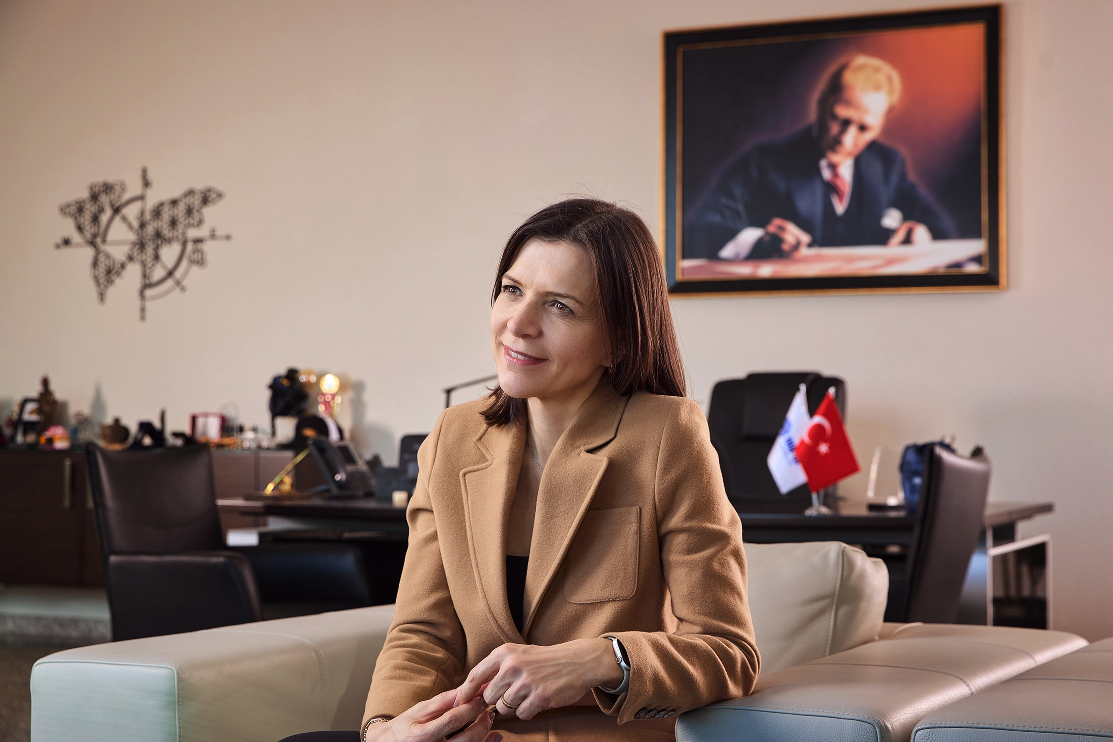Serpil Gönenç Dinçer, General Manager of Nurol Teknoloji, corporate executive portrait photographed in office environment.