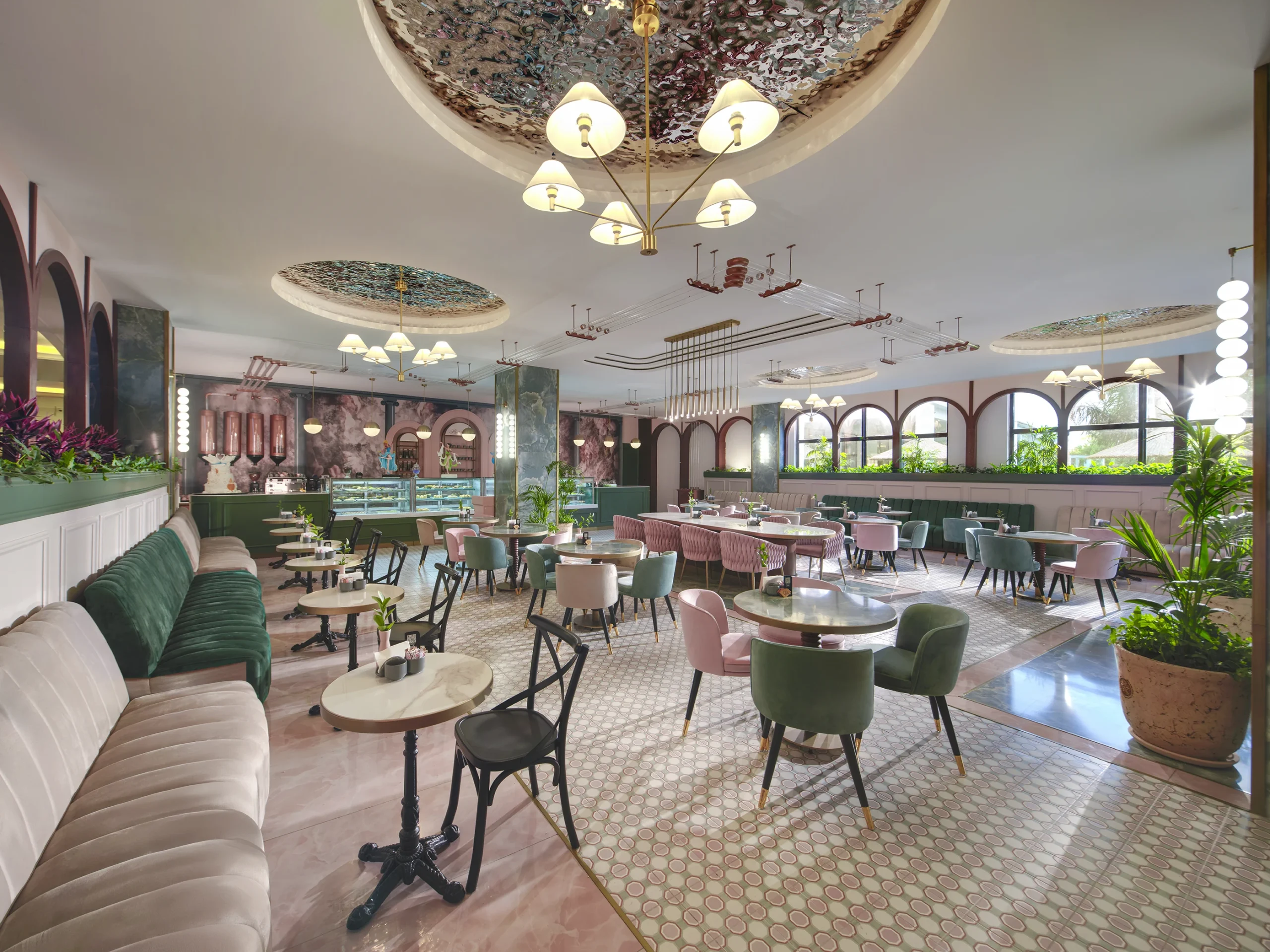 FashionTV Hotel pastry lounge and café interior with elegant seating, natural light and modern hospitality design.