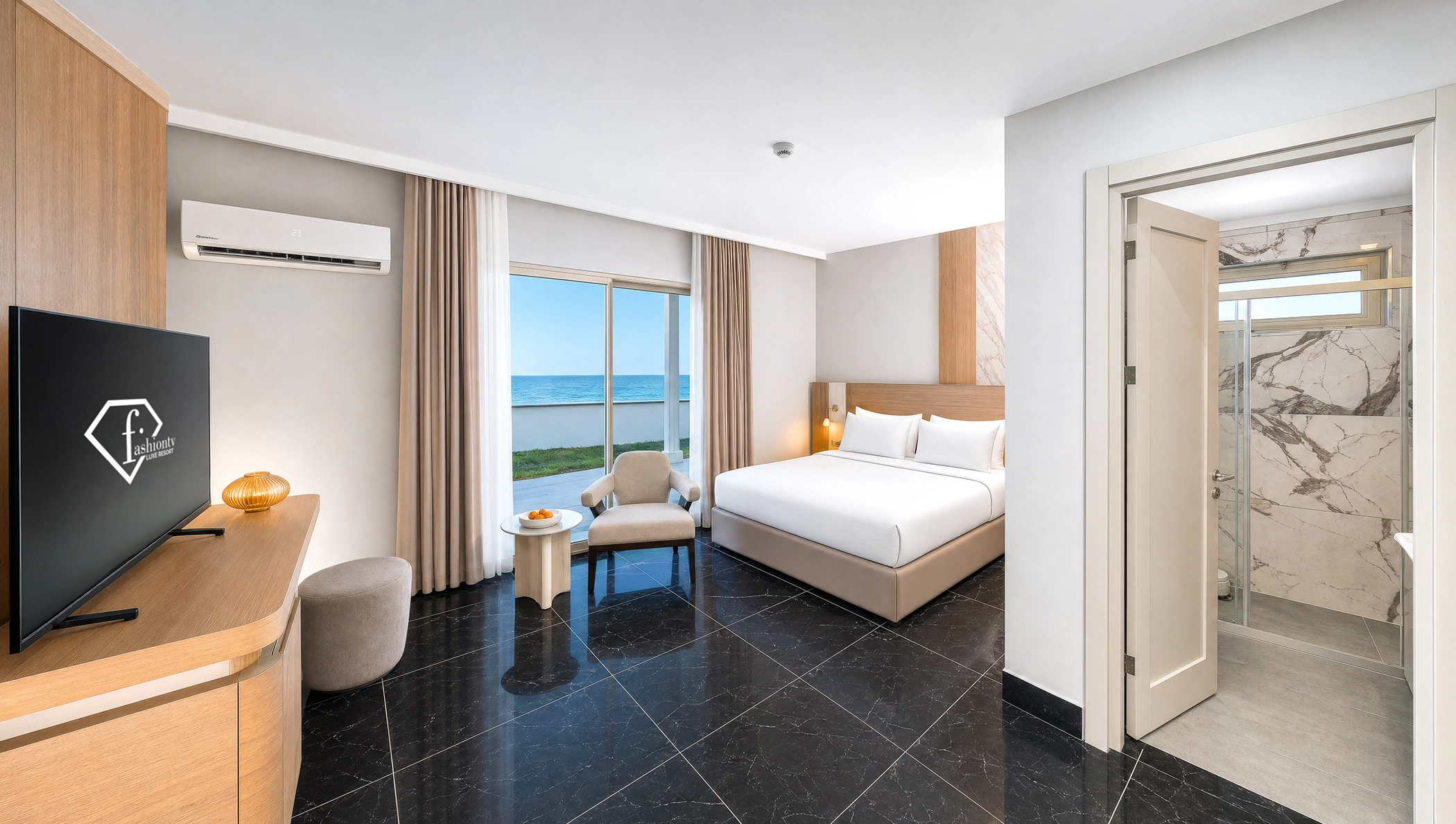 Guest room interior at FashionTV Hotel featuring contemporary design, comfortable accommodation and premium hospitality experience.