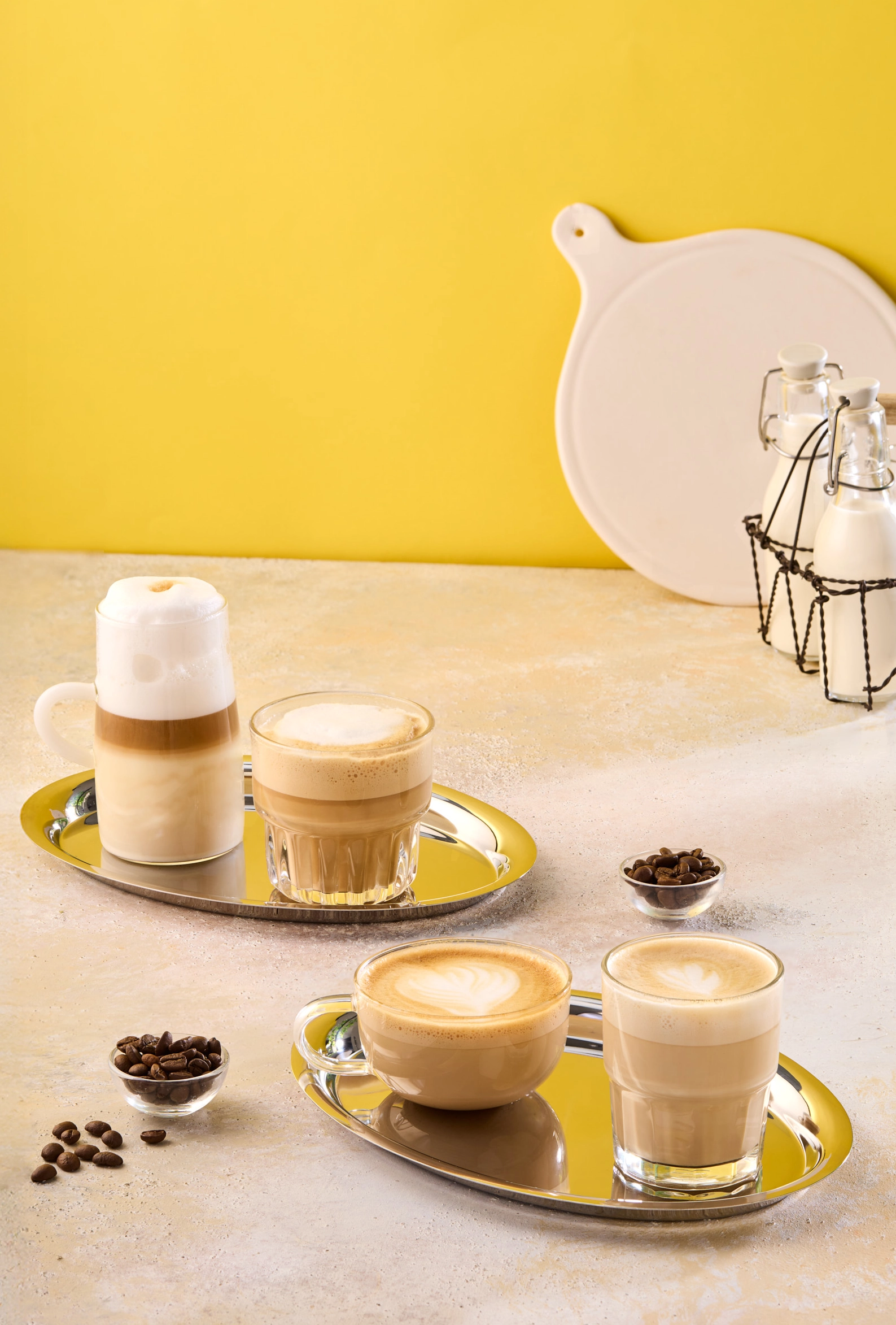 Espresso based milk coffee collection photographed for Simit Sarayı commercial beverage photography and social media campaign