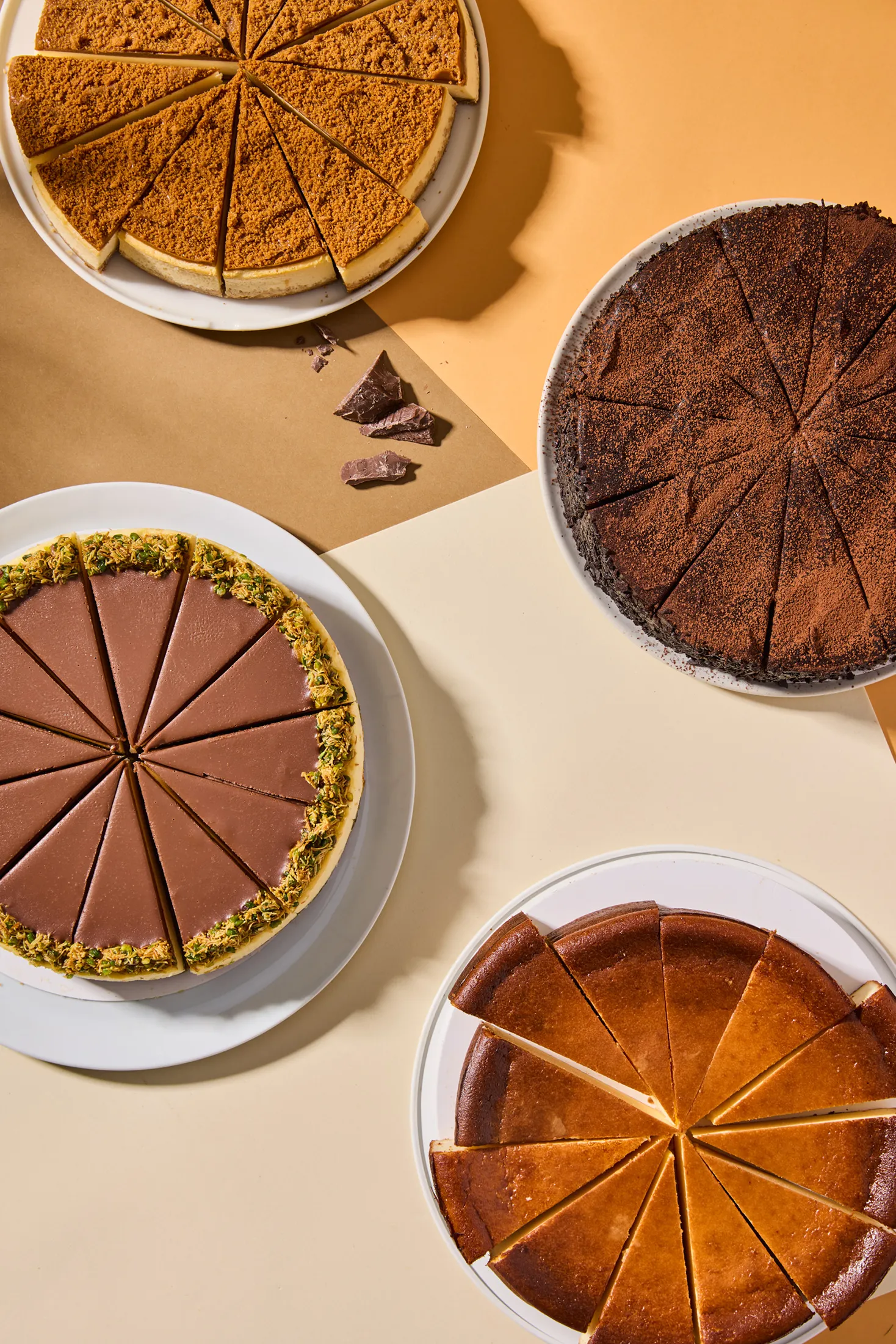 Assorted whole cakes photographed for Simit Sarayı commercial dessert photography and advertising campaign