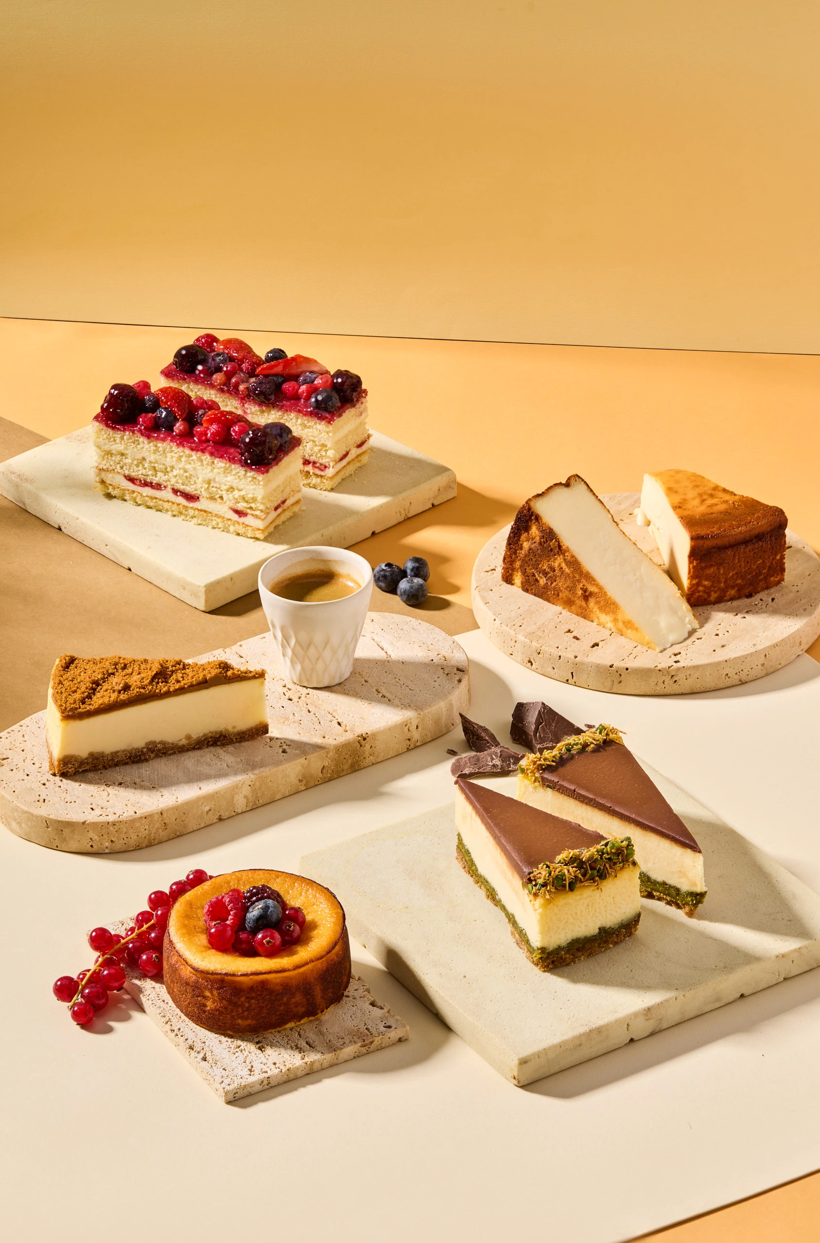 Assorted cakes and dessert slices photographed for Simit Sarayı product and food photography campaign